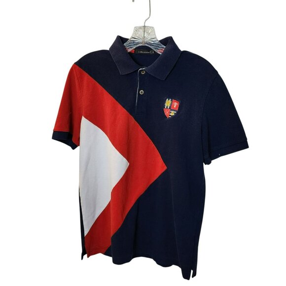 Collezione O2 Polo Shirt S | Navy Red White Diagonal Sash Crest Nautical - Picture 7 of 8